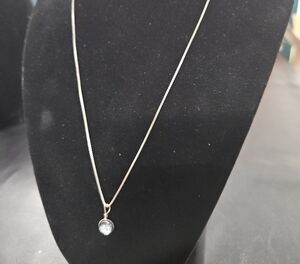 925 Box Chain Necklace with Crystal Pendant
